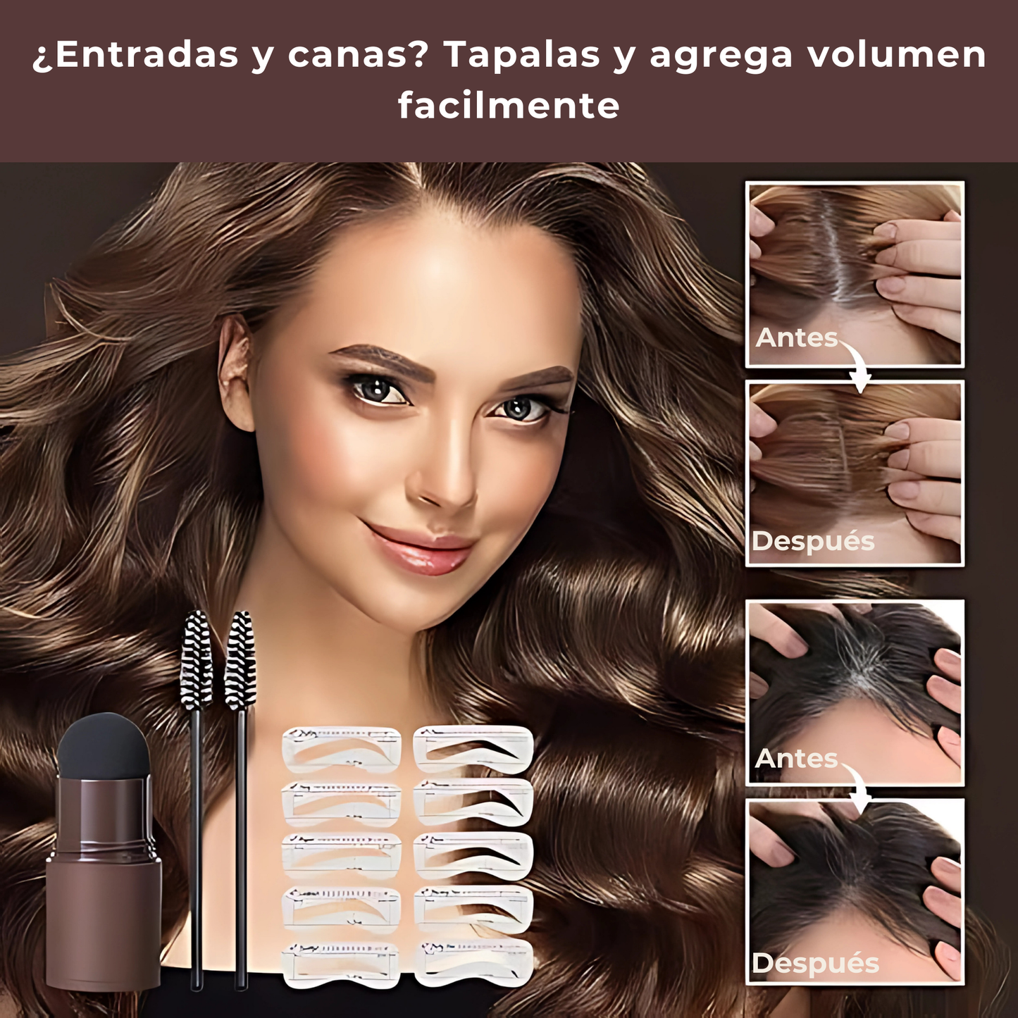 Polvo Moldeador de Color Café + 10 Plantillas: AirBrow Perfect™