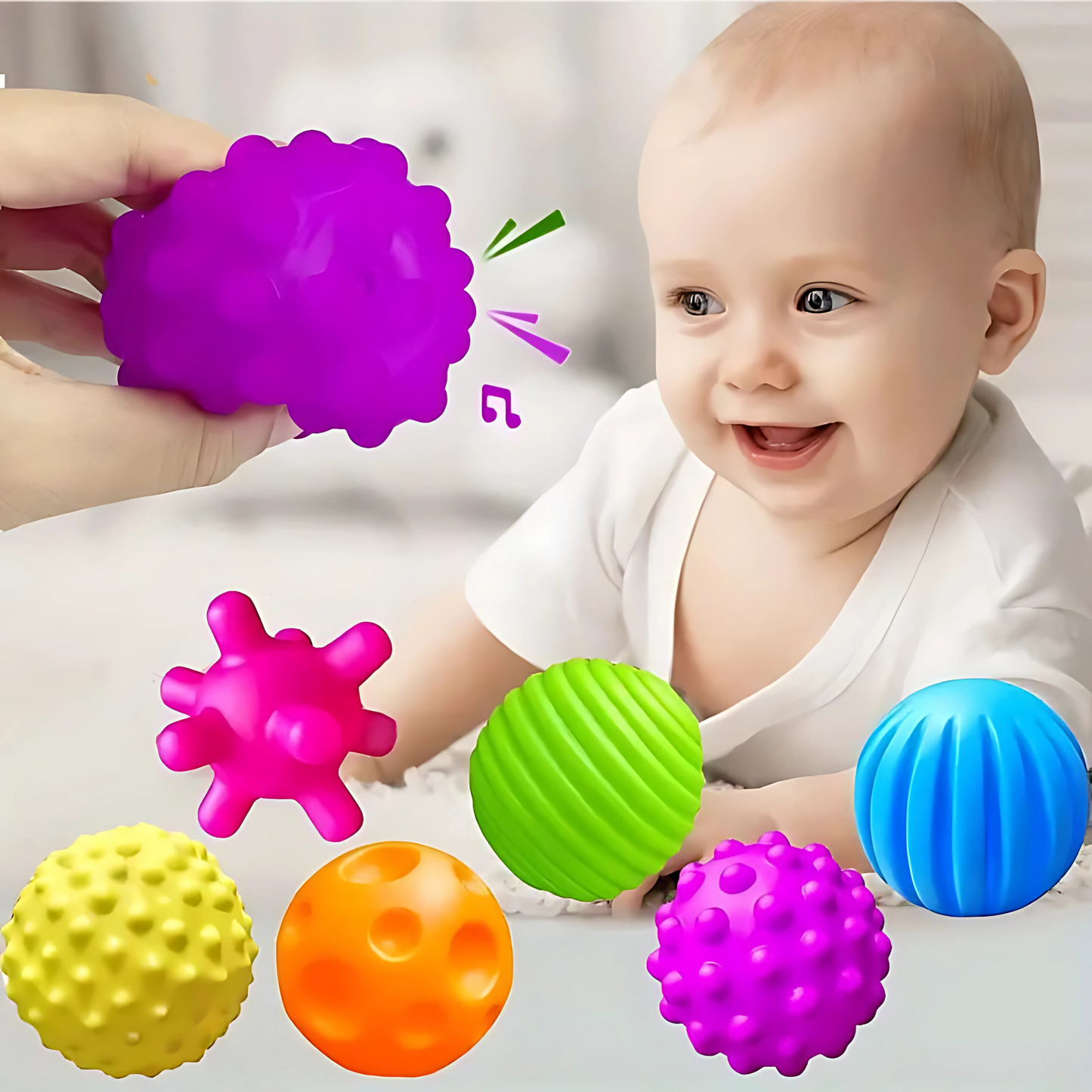 Set 6 Pelotas Sensoriales Para Bebes Est