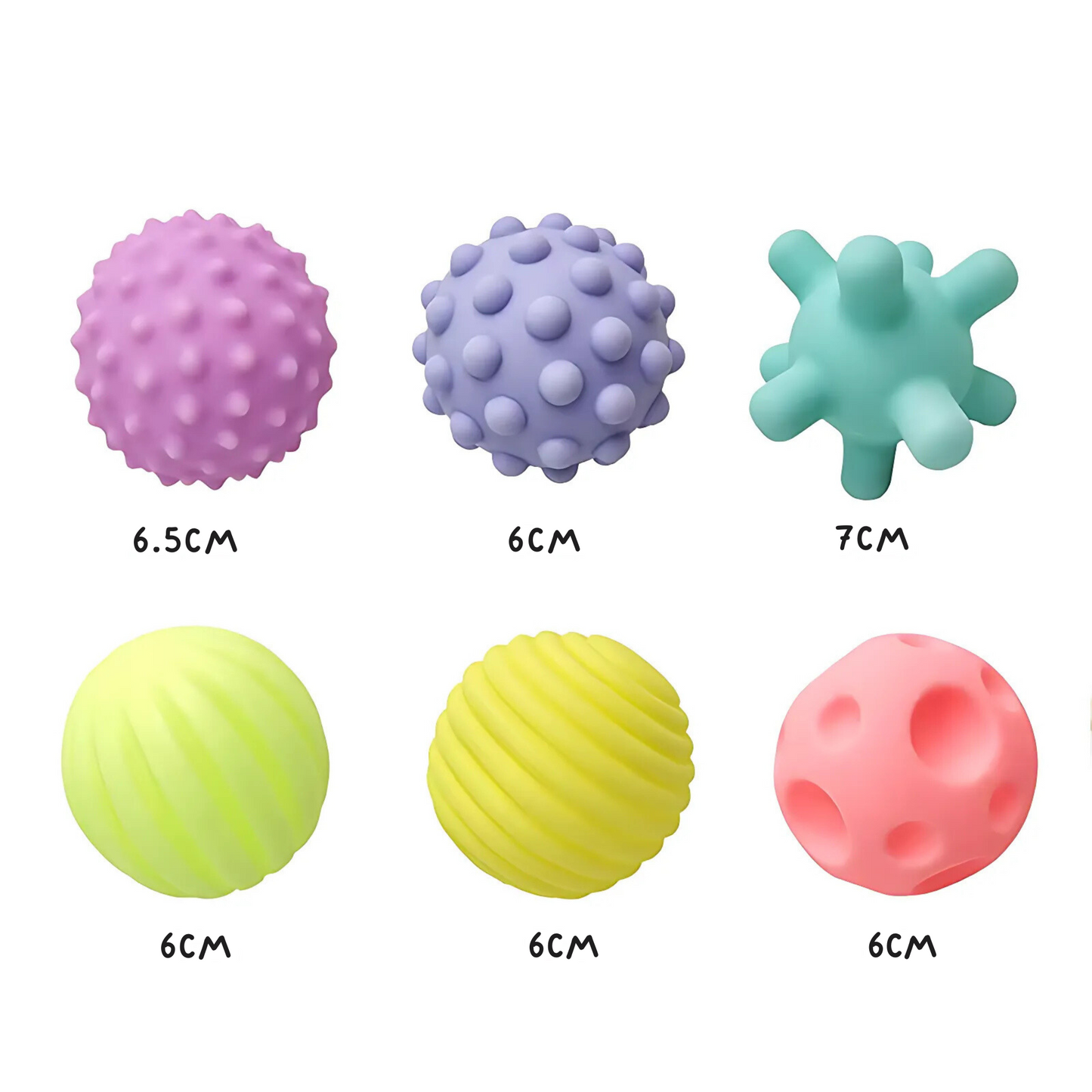 Set 6 Pelotas Sensoriales Para Bebes Est