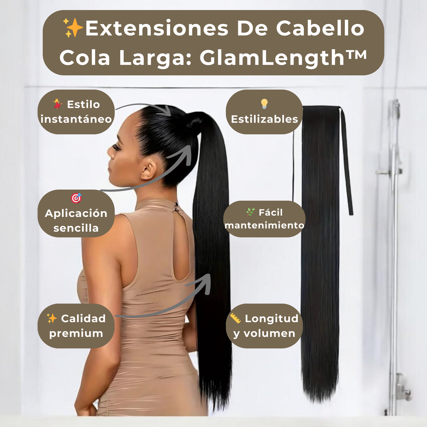 Extensiones De Cabello Cola Larga: GlamLength™