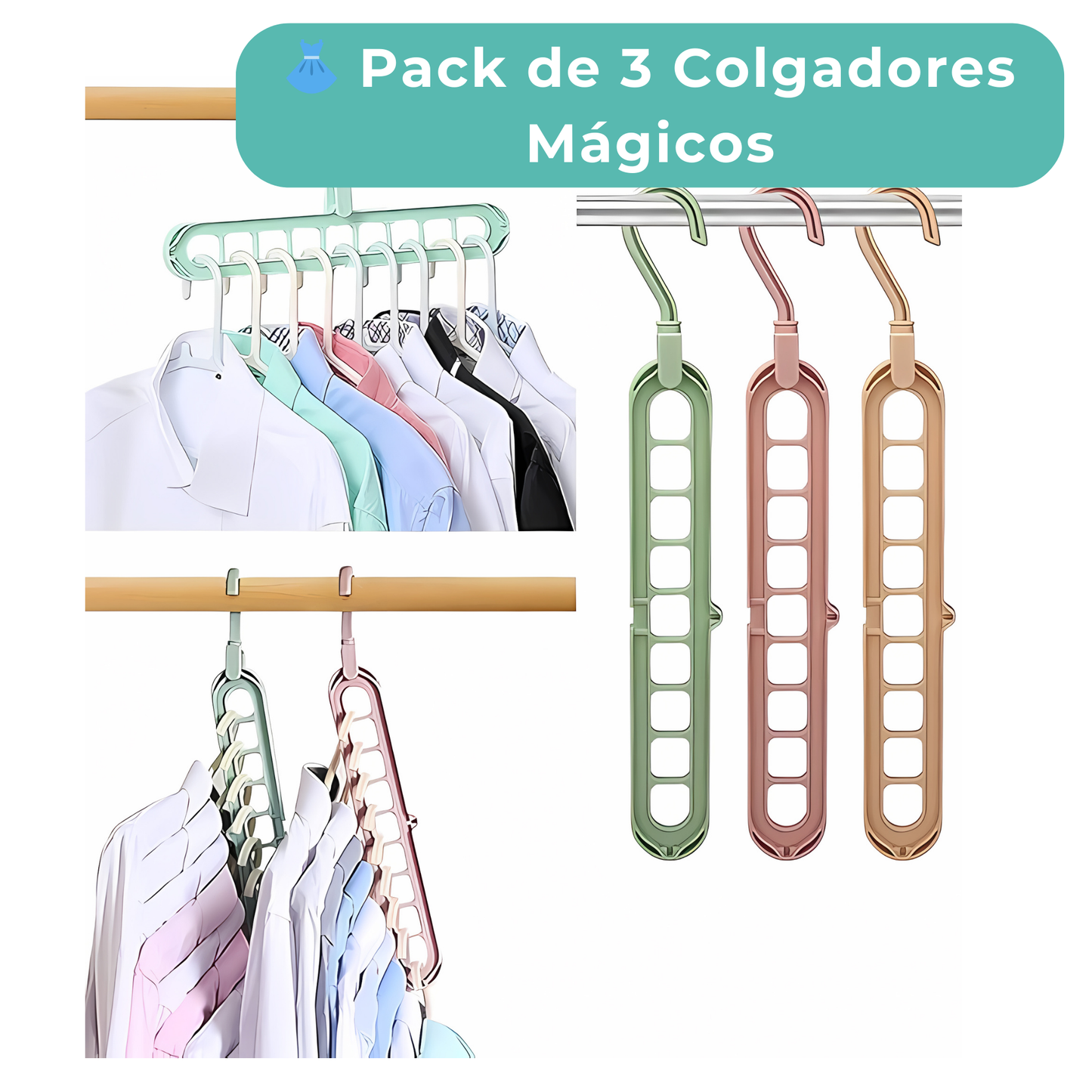 👗 Pack de 3 Colgadores Mágicos