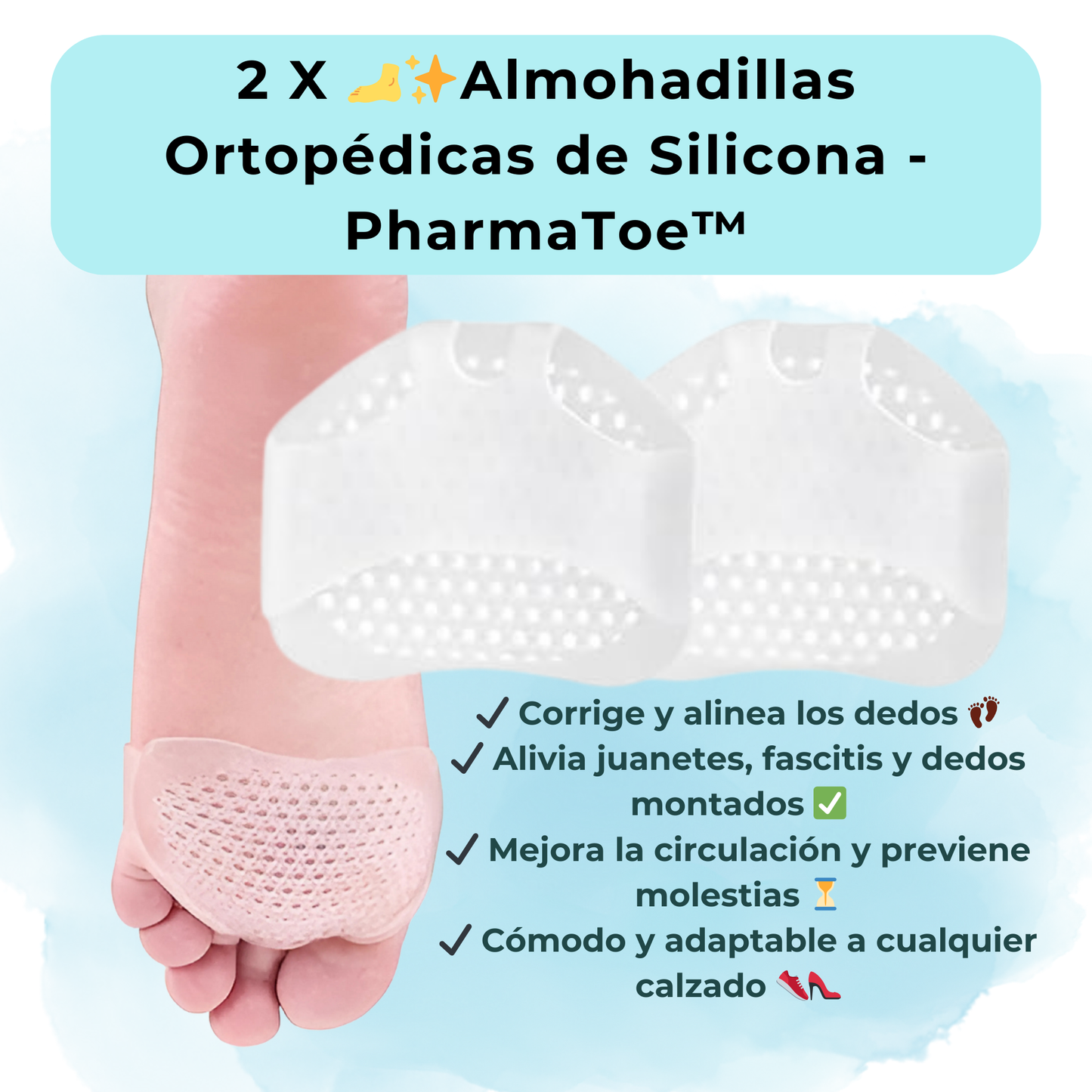 2 Almohadillas Ortopédicas de Silicona - PharmaToe™