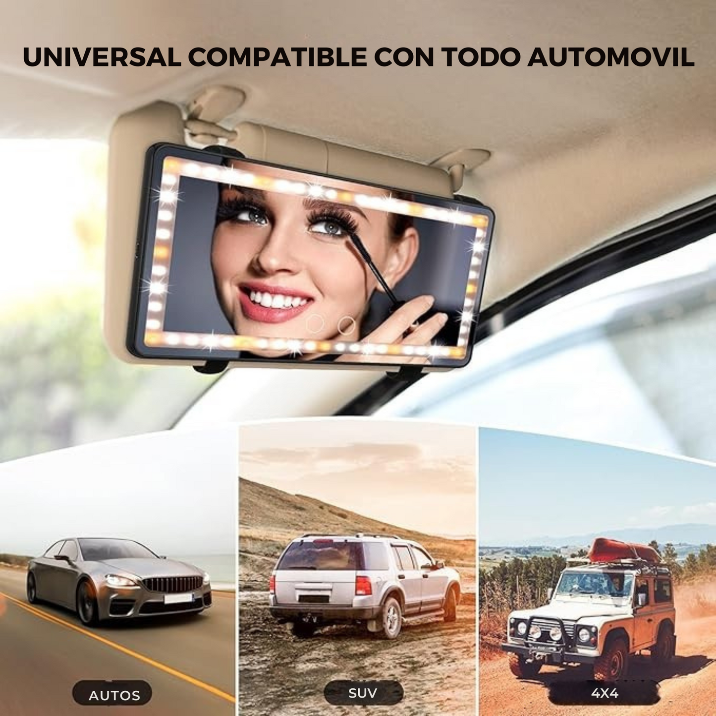 Espejo de Tocador LED para Auto