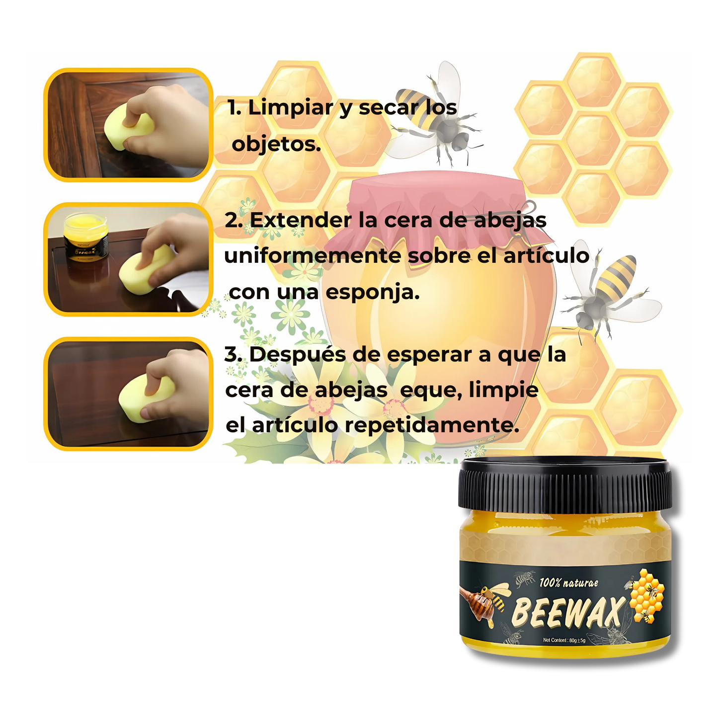 Vida Nueva a tus Muebles con🐝 Beewax™ - Restaurador de Madera con Cera de Abeja