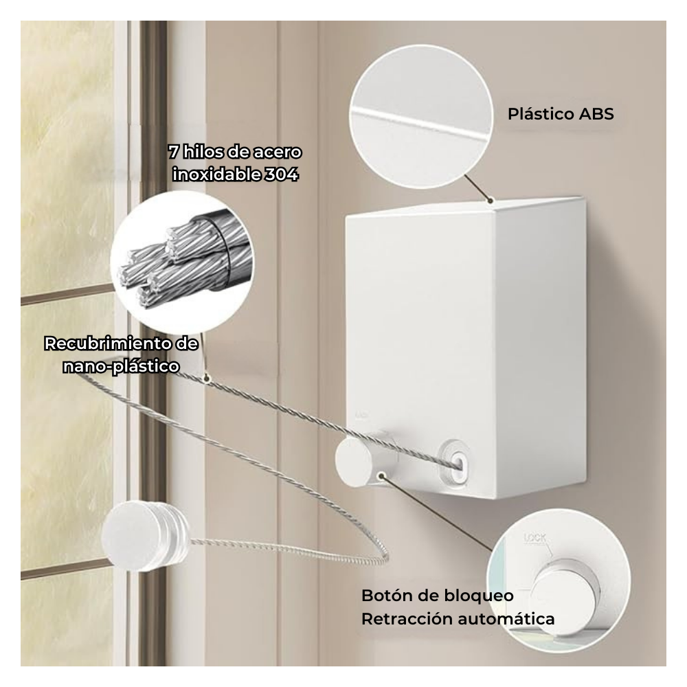 Tendedero Retráctil EasyDry™ – Diseño inteligente. Fuerza imbatible. Confianza en cada uso.
