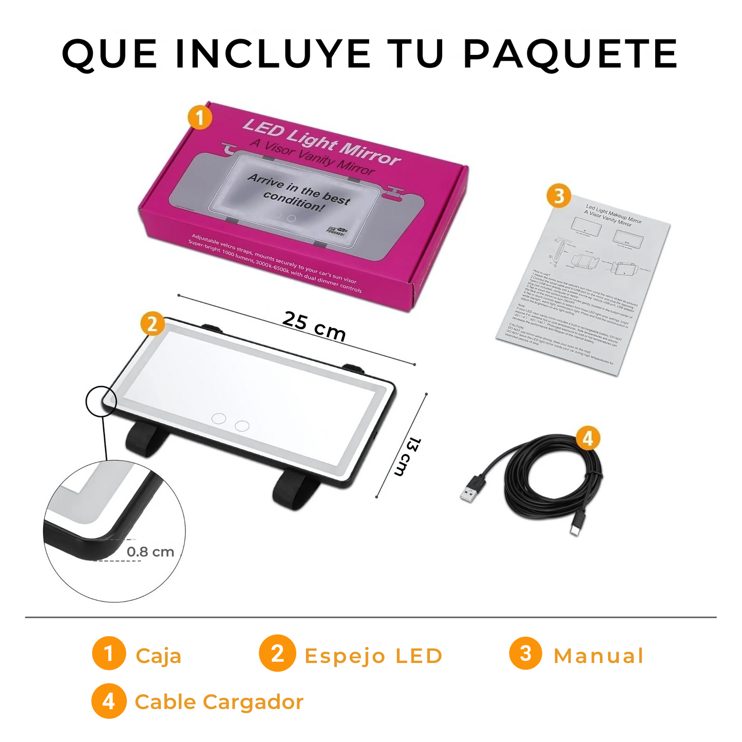 Espejo de Tocador LED para Auto