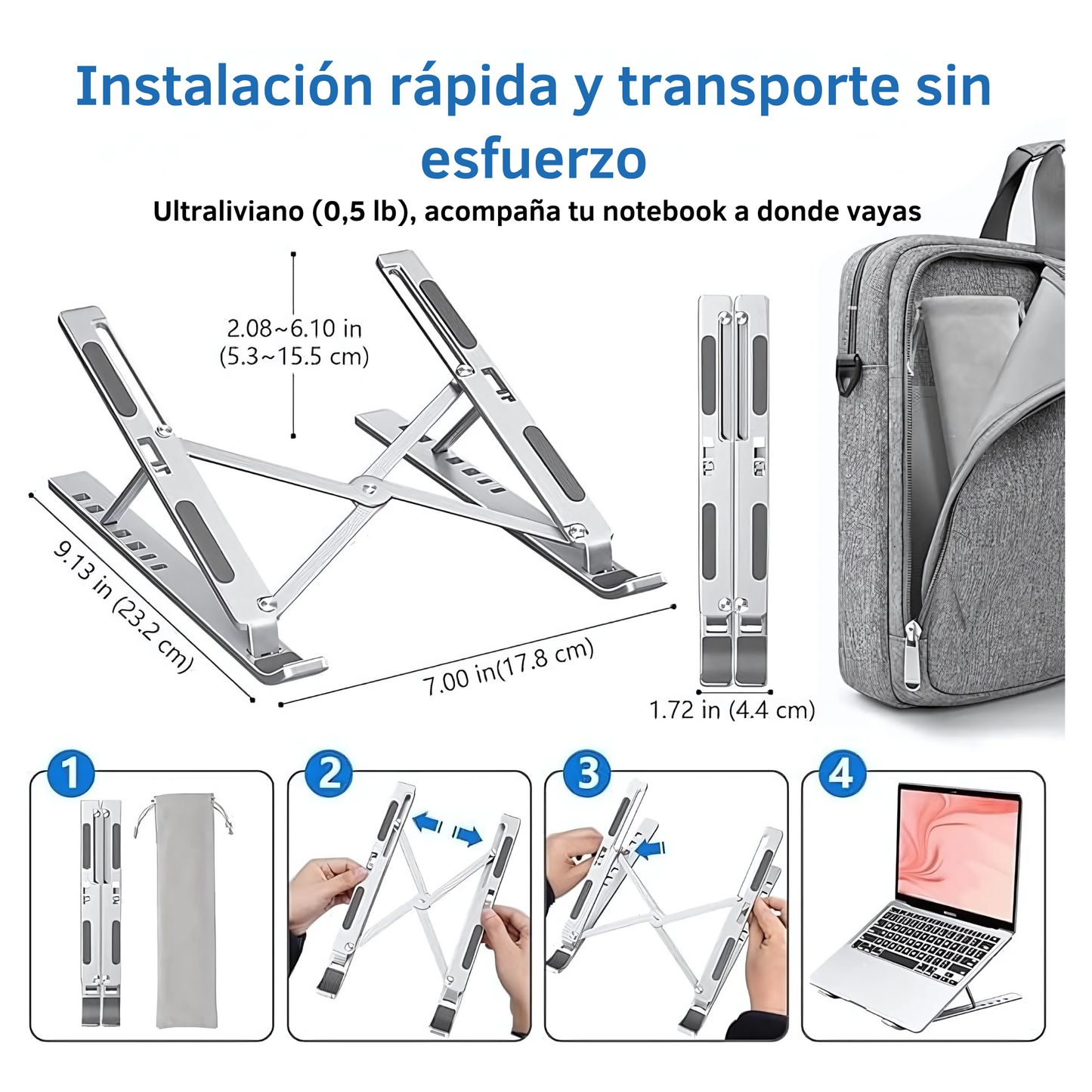Soporte de Aluminio para Notebook