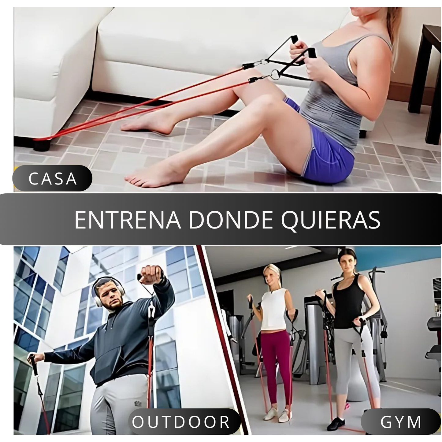 Pack de 5 Bandas de Resistencia + Accesorios y Guia de Ejercicios - FitBand™