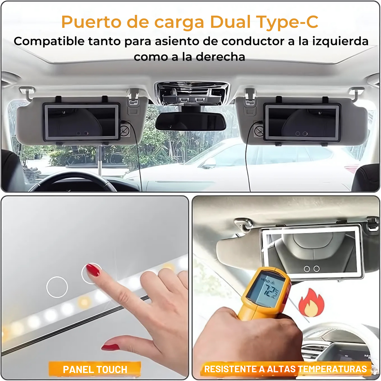 Espejo de Tocador LED para Auto
