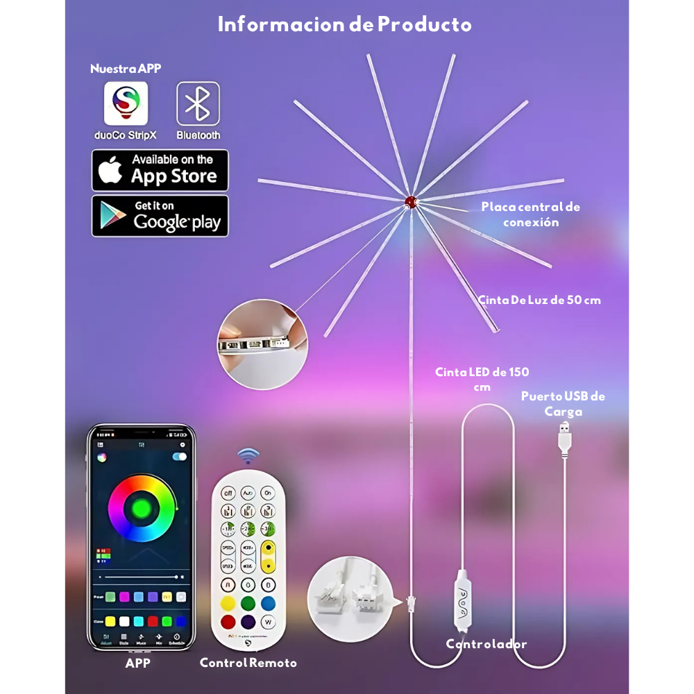 Luces LED de Fuegos Artificiales Inteligentes
