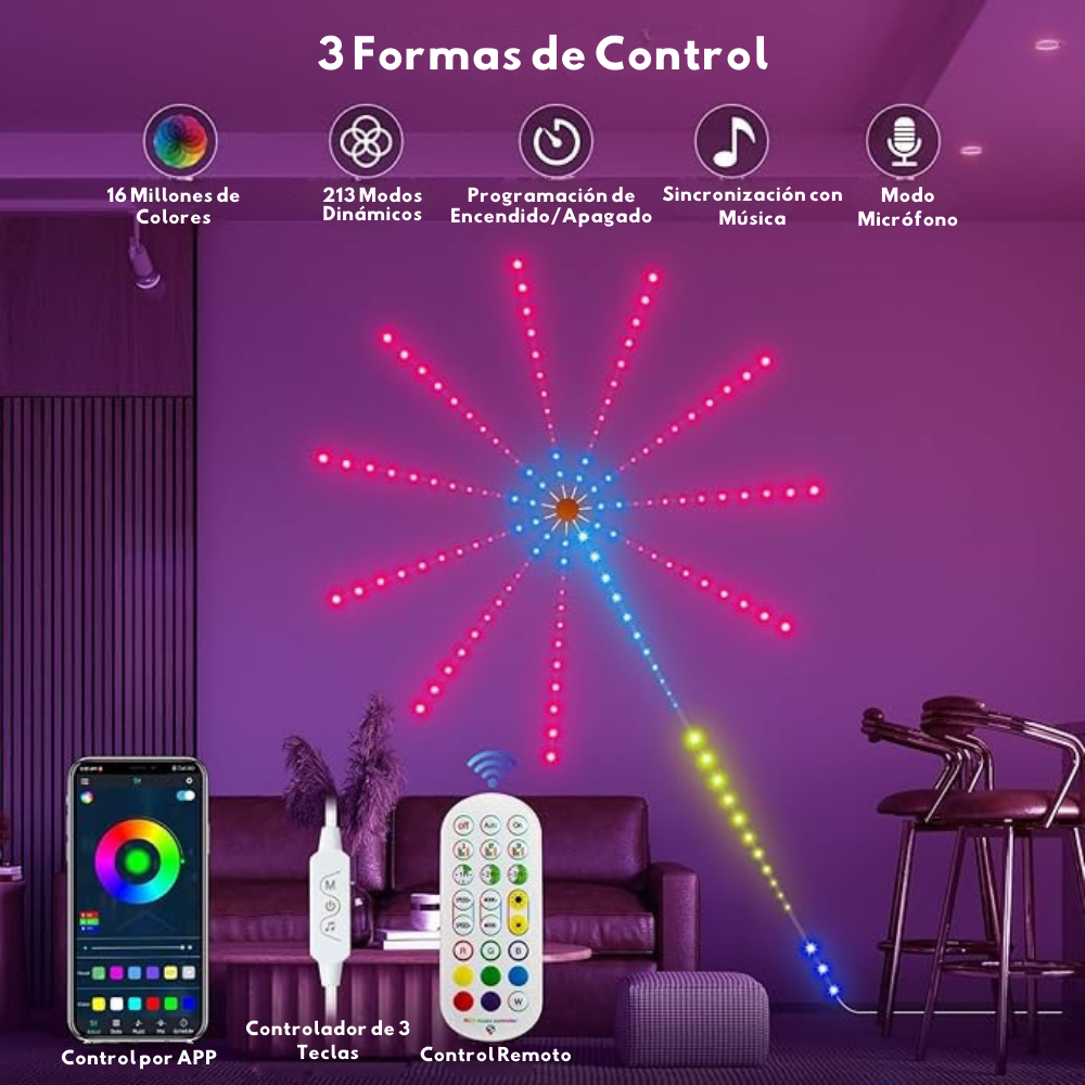 Luces LED de Fuegos Artificiales Inteligentes