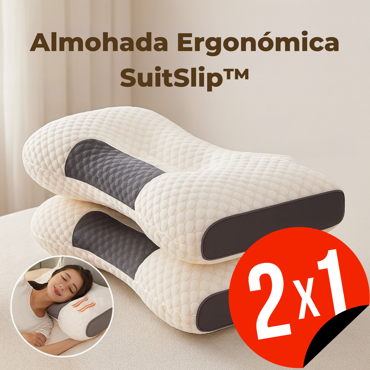 2x1 Almohada Ergonómica SuitSlip™
