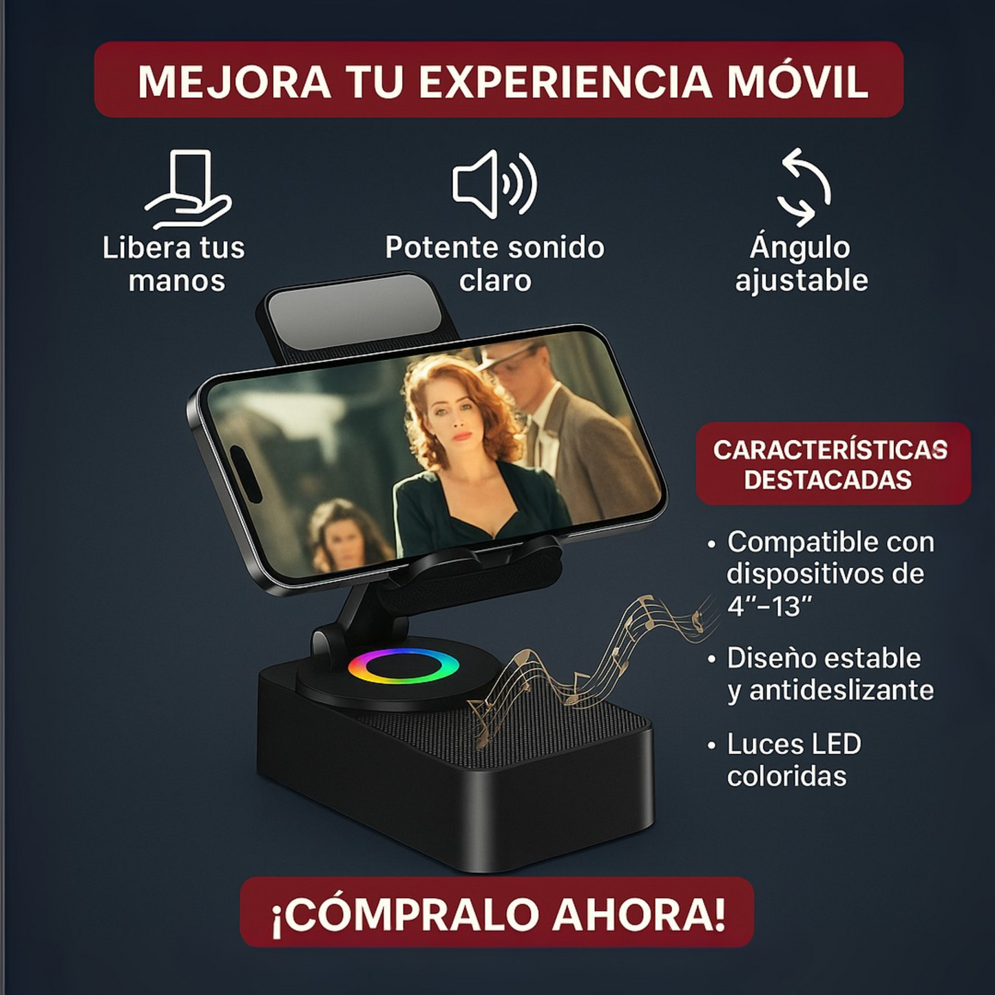 Soporte con Altavoz Bluetooth 5.3 4 en 1 - Voijump™