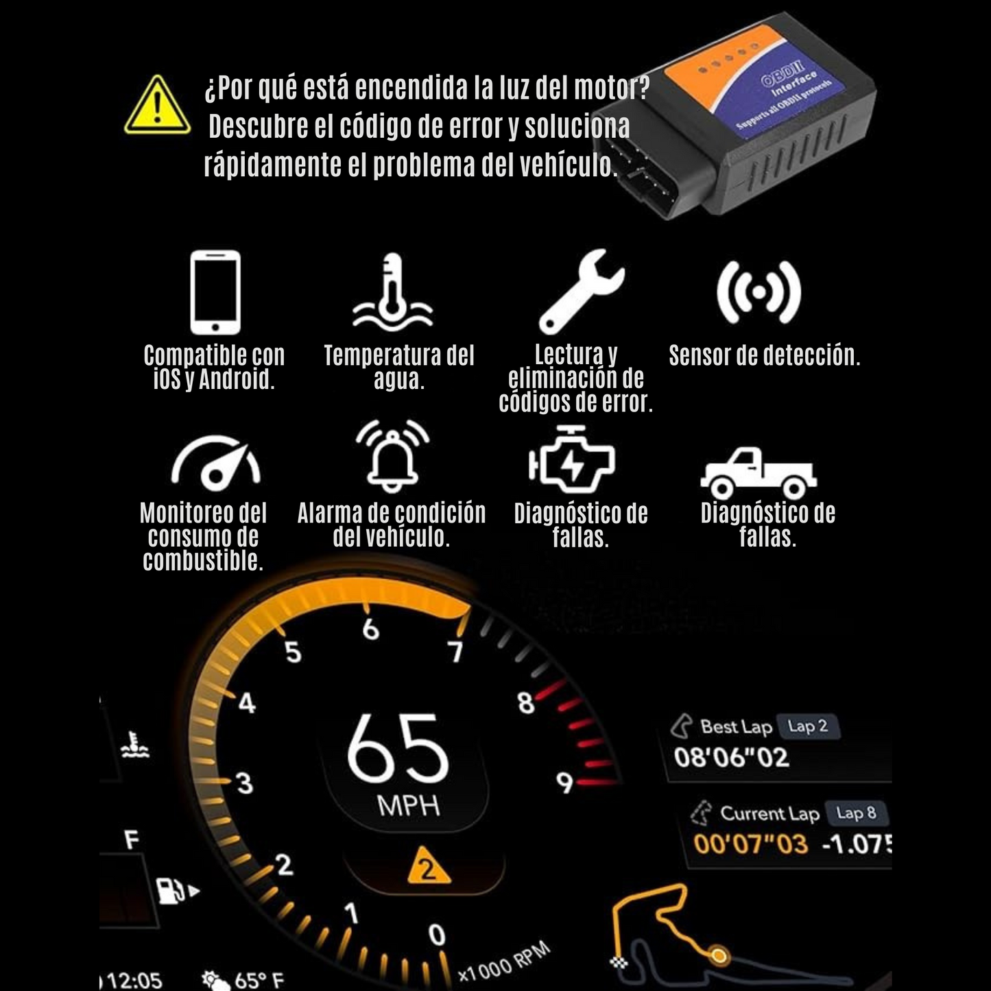 Scanner Automotriz Vidacharmy™ OBD2 WiFi ELM327