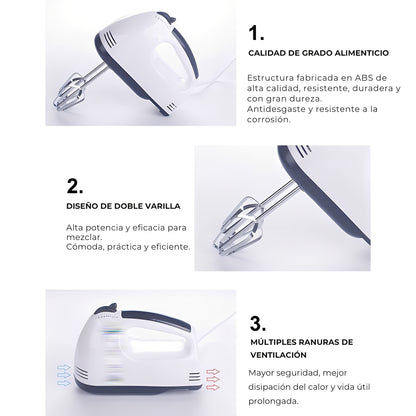Batidora Eléctrica de 7 Velocidades: ChefEase™ + 📘 BONUS: “15 Recetas Express en 5 Minutos” GRATIS.