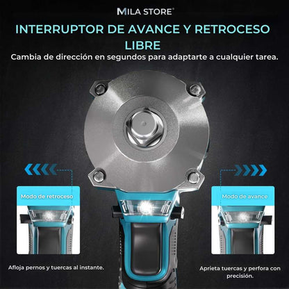 Llave de Impacto Profesional 128V - Tasbel™ + Kit de Herramientas y 2 Baterias