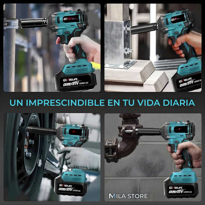 Llave de Impacto Profesional 128V - Tasbel™ + Kit de Herramientas y 2 Baterias