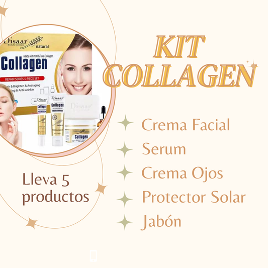 KIT COLLAGEN X 5 (Crema, Serum, Ojos, Jabon y Protector Solar)