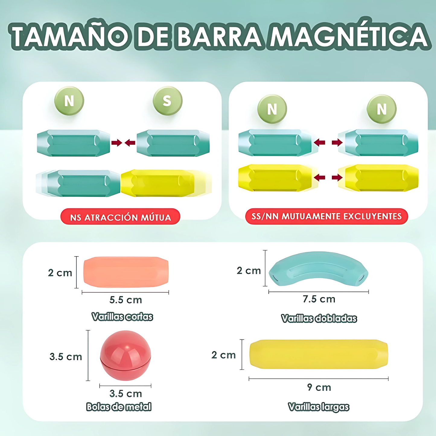 Juego de Barras Magnéticas Pack 42 Piezas