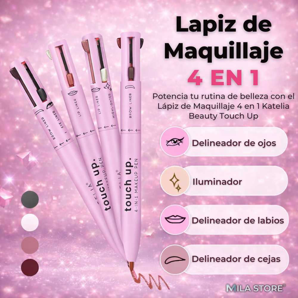 Lápiz de Maquillaje 4 en 1 Katelia Beauty Touch Up™ - Ojos, Cejas, Labios e Iluminador