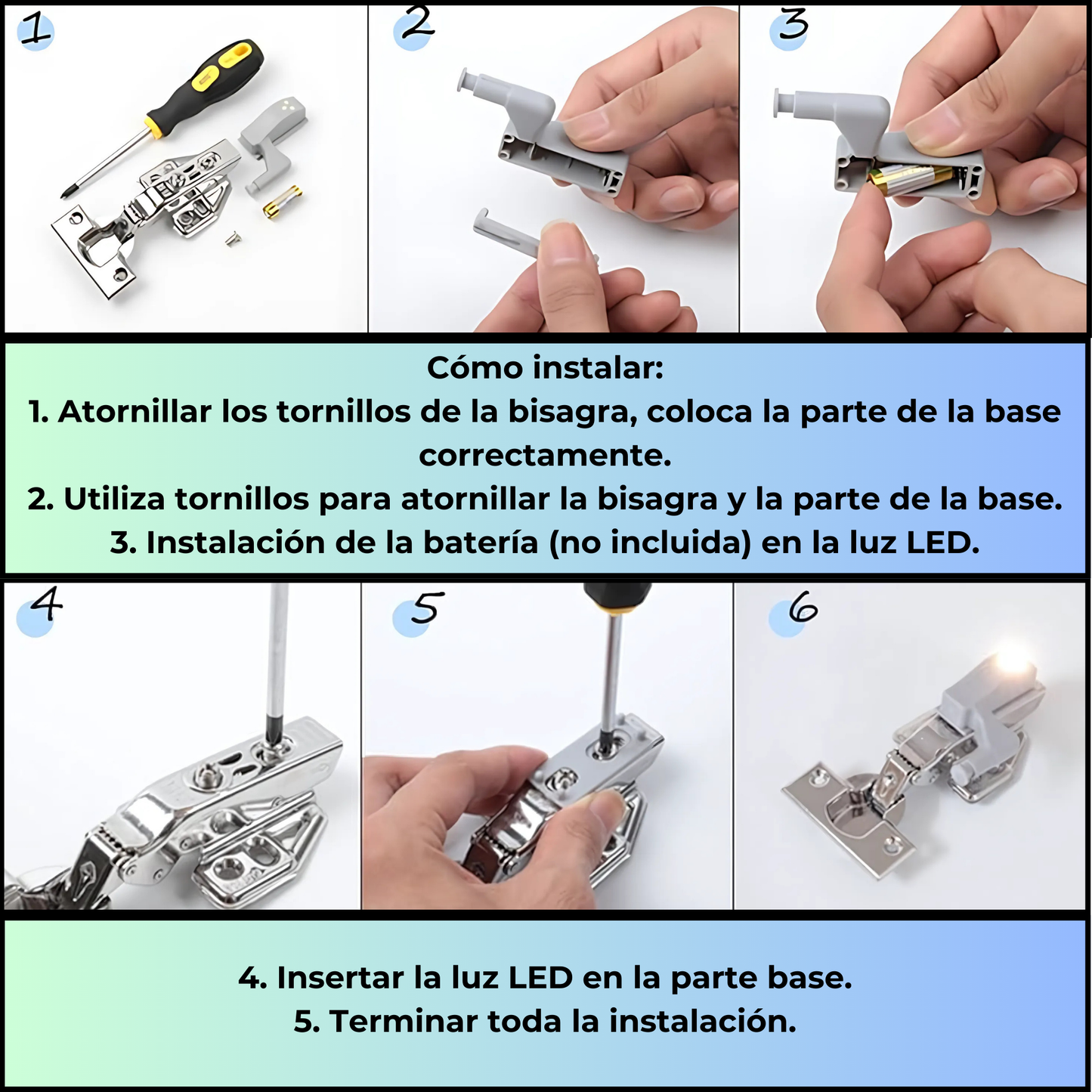 6 Luces LED para Bisagras