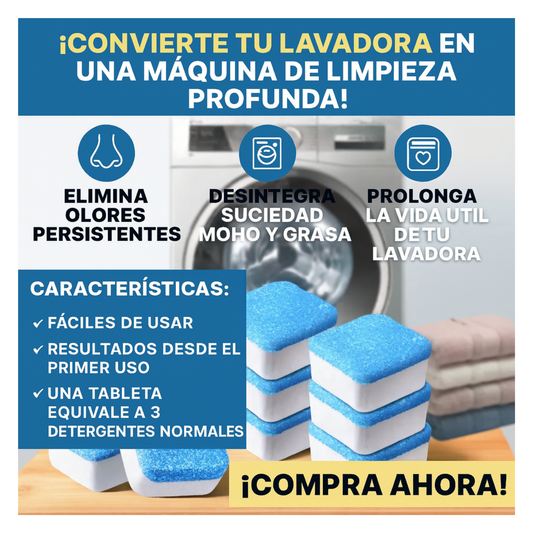 ⭐ Pastillas Efervescentes de Limpieza Profunda para Lavadora (12 Pastillas)