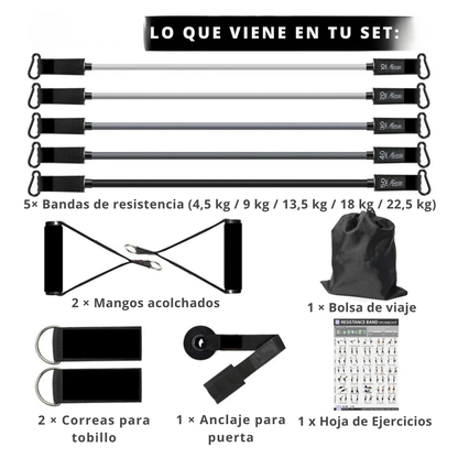 Pack de 5 Bandas de Resistencia + Accesorios y Guia de Ejercicios - FitBand™