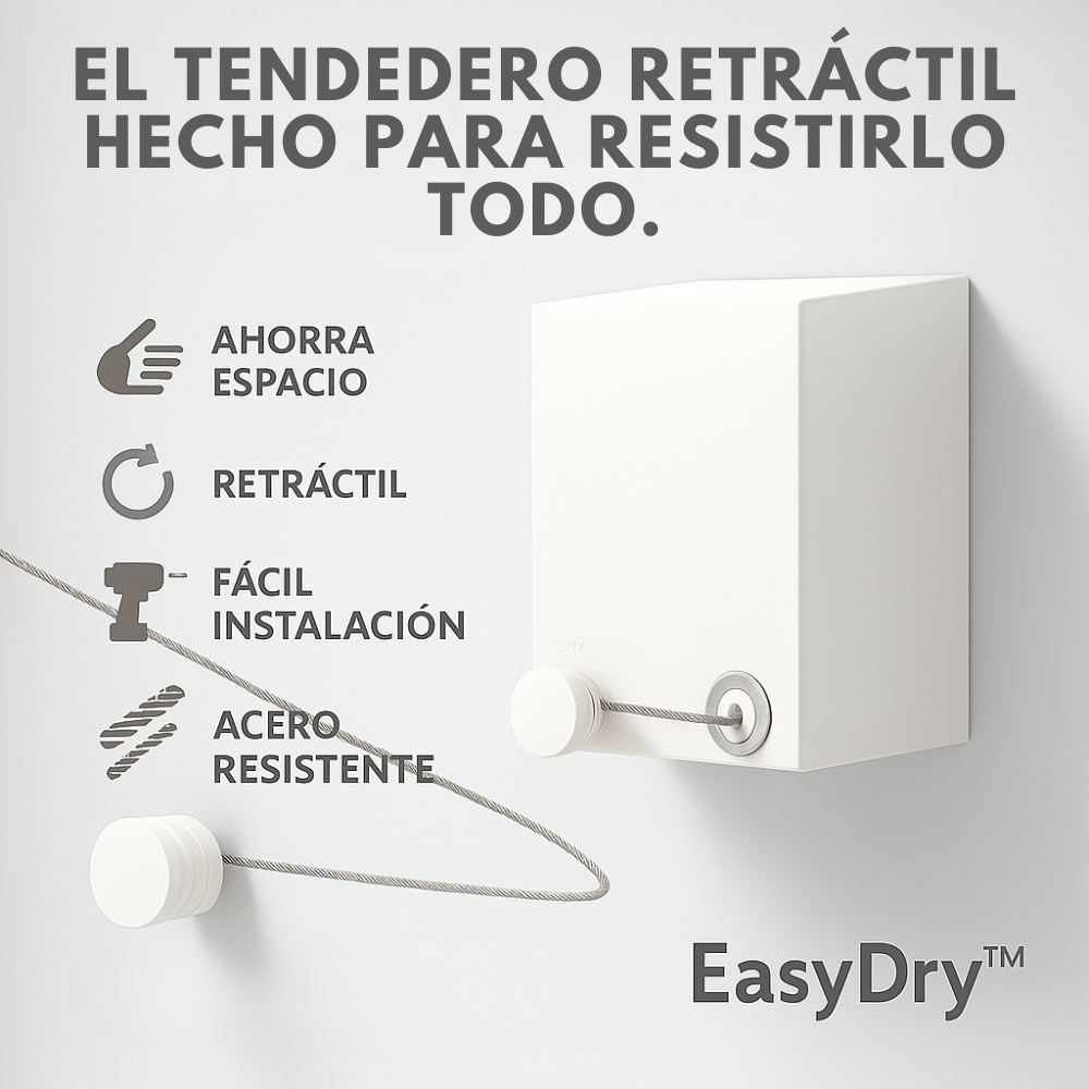 Tendedero Retráctil EasyDry™ – Diseño inteligente. Fuerza imbatible. Confianza en cada uso.