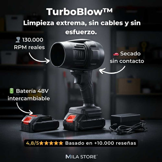 TurboBlow™ - Soplador Turbo de Alta Velocidad (130.000 RPM) + 2 Baterías de 48V