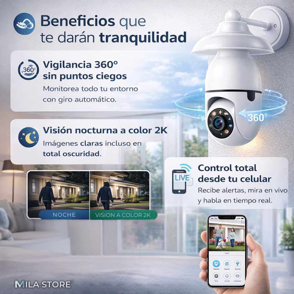 EyeLight Pro™ - Cámara de Vigilancia de Bombilla