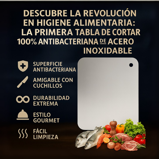 Tabla de Cortar 100% Antibacteriana de Acero Inoxidable - Stron-Dura™ + 📘 BONUS EXCLUSIVO: Guía de Cortes Gourmet