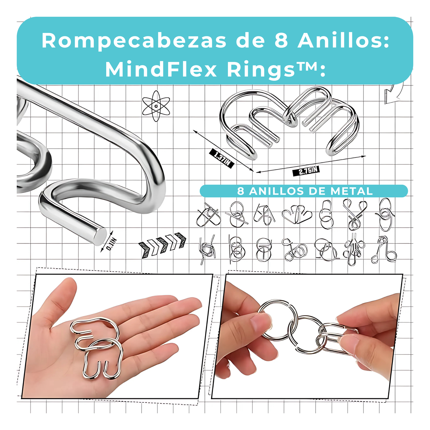 Rompecabezas de 8 Anillos: MindFlex Rings™