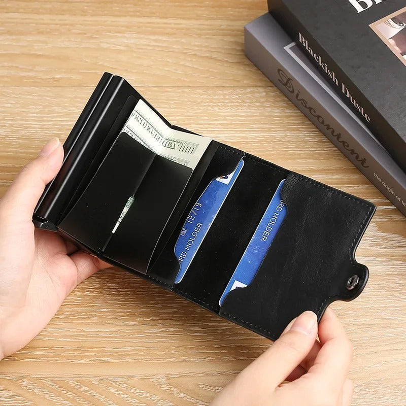 Billetera Doble Ranura con Protección Antirrobo y Clonación RFID