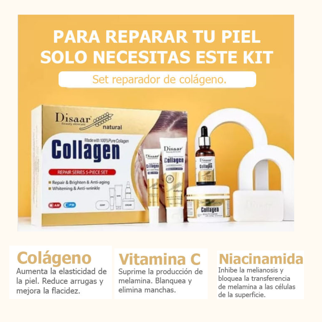 KIT COLLAGEN X 5 (Crema, Serum, Ojos, Jabon y Protector Solar)