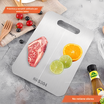 Tabla de Cortar 100% Antibacteriana de Acero Inoxidable - Stron-Dura™ + 📘 BONUS EXCLUSIVO: Guía de Cortes Gourmet