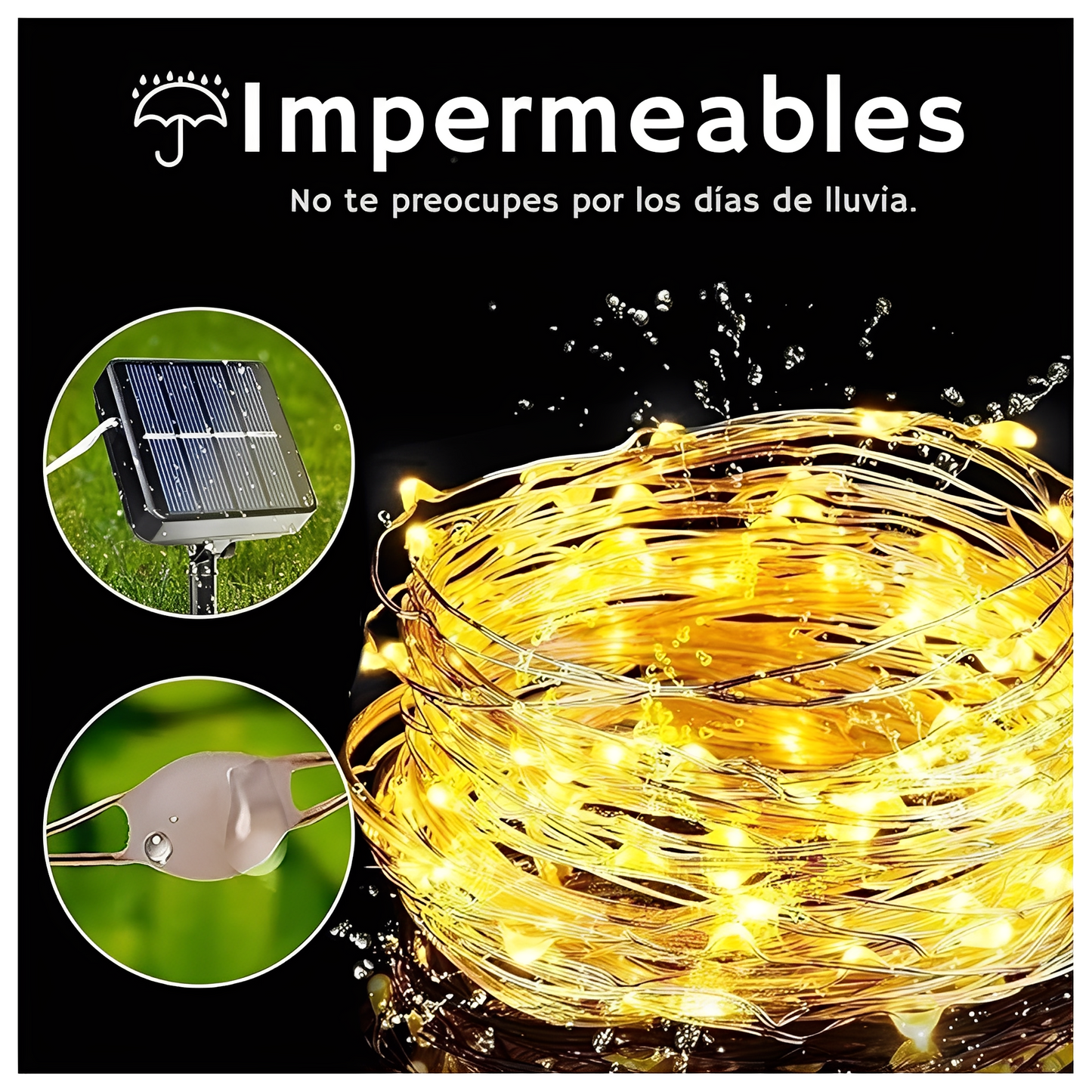 3x1 Luces LED Solares de Hada de 20 Metros - Jardín de Hadas™