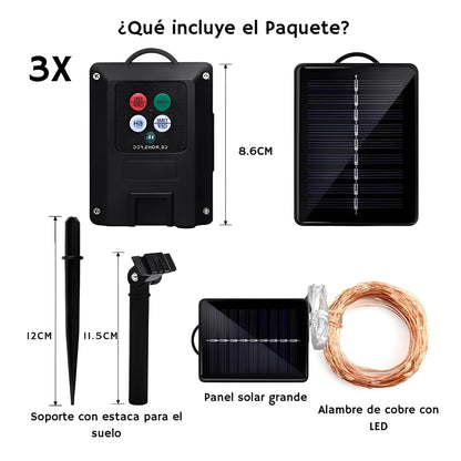 3x1 Luces LED Solares de Hada de 20 Metros - Jardín de Hadas™