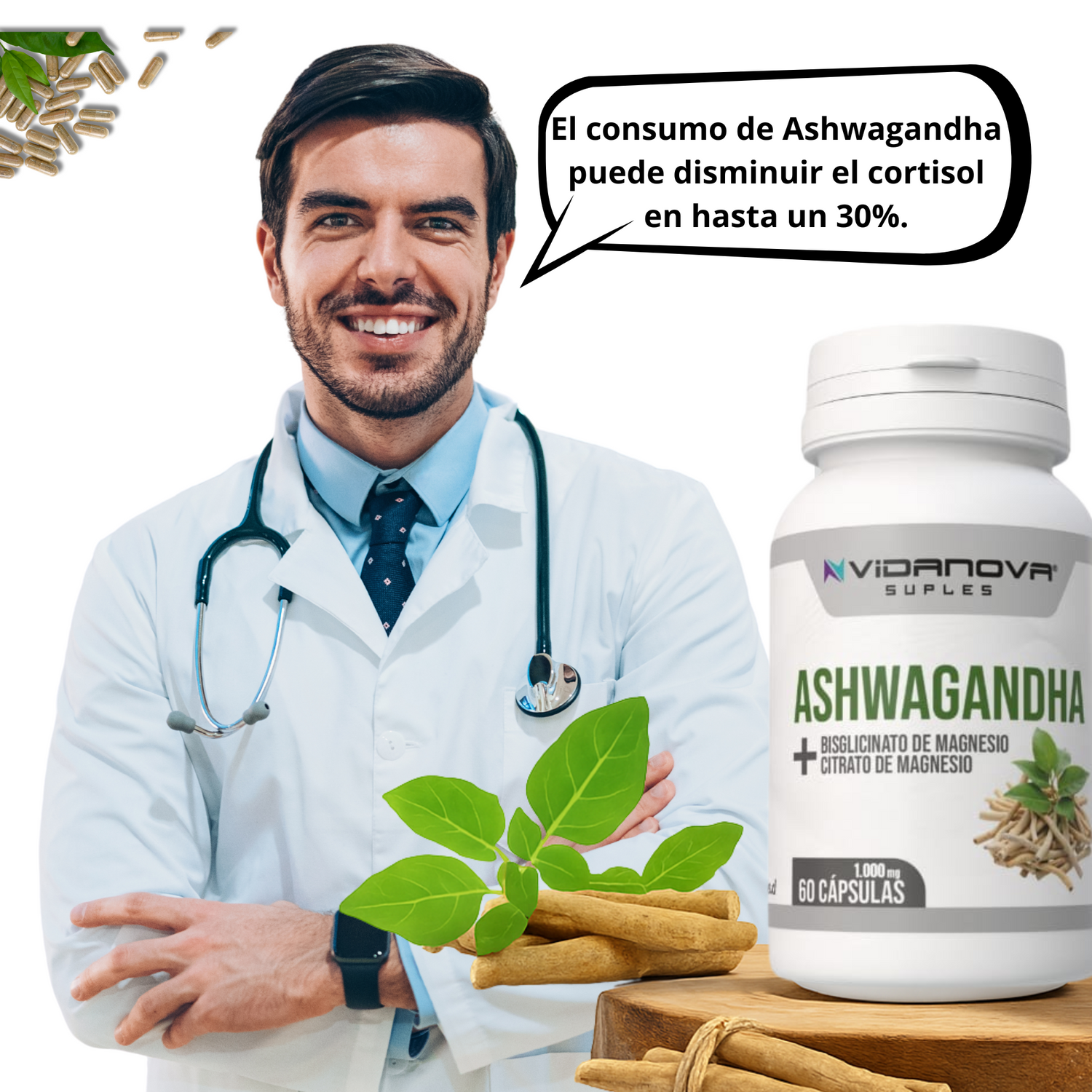 Ashwagandha + Magnesio 1000mg (60 Capsulas) - VidaNova™ – Mila Store
