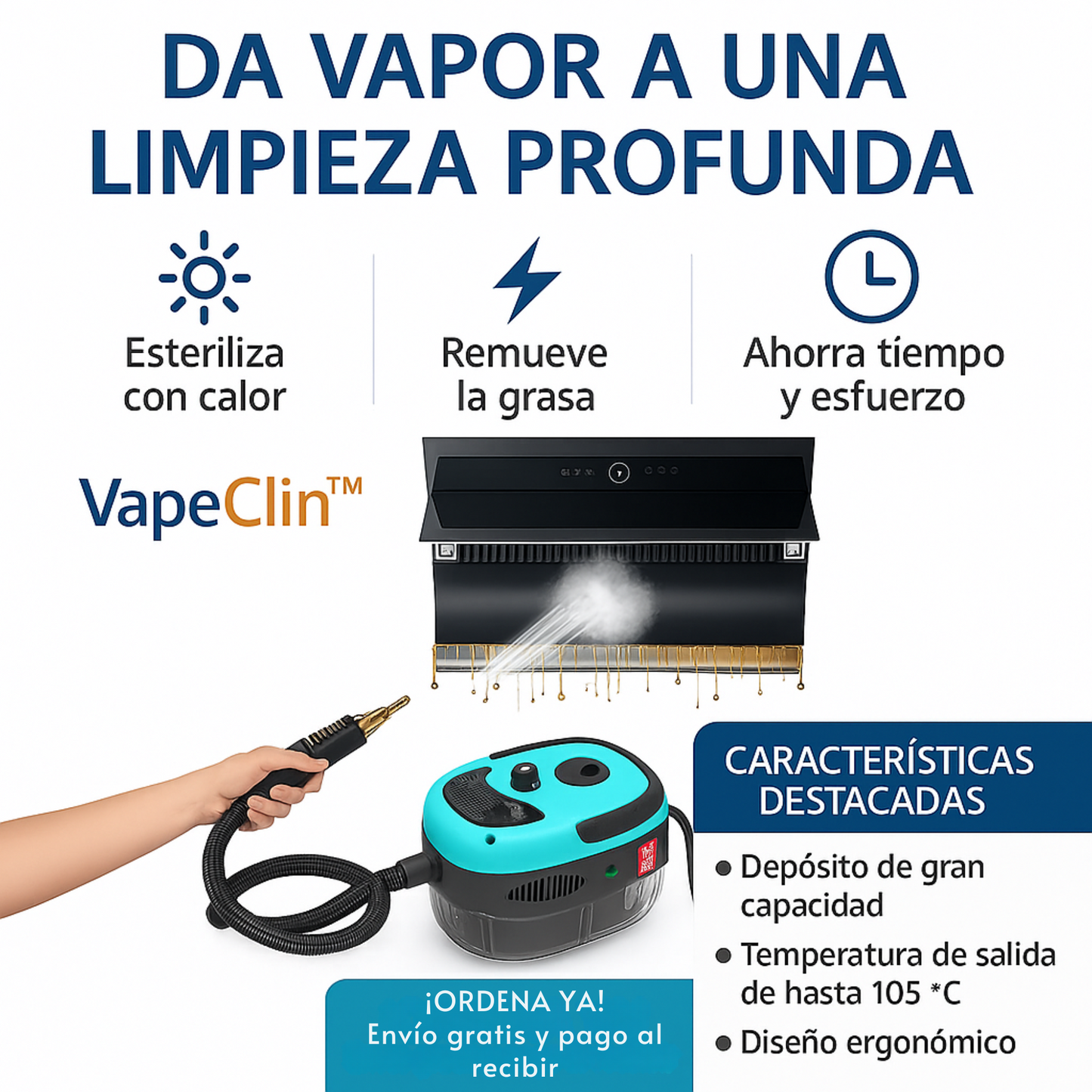 Limpiador a Vapor Portátil de Alta Presión y Temperatura - VapeClin™