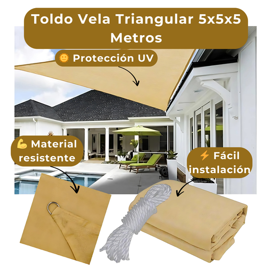 Toldo Vela Triangular 5x5x5 Metros