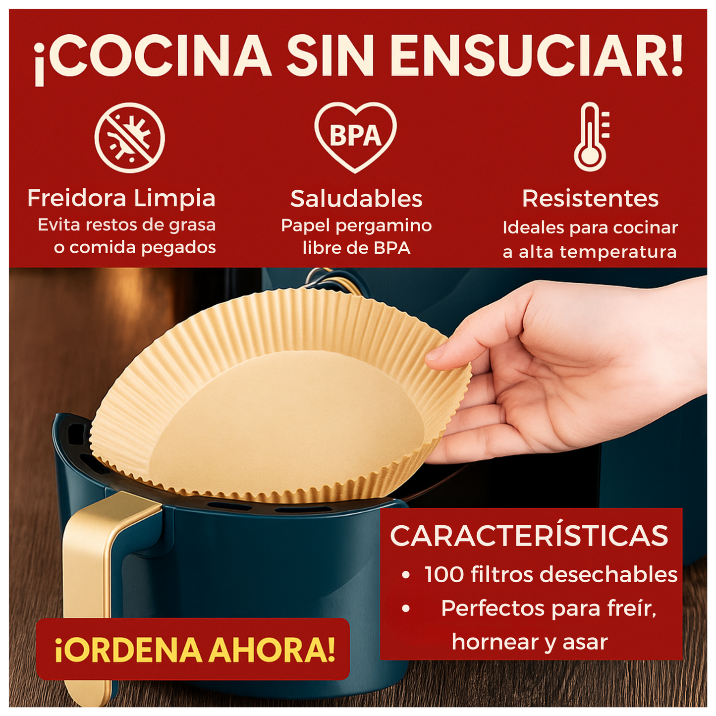 Filtros Para Freidora De Aire (100 Unidades, 16 cm)