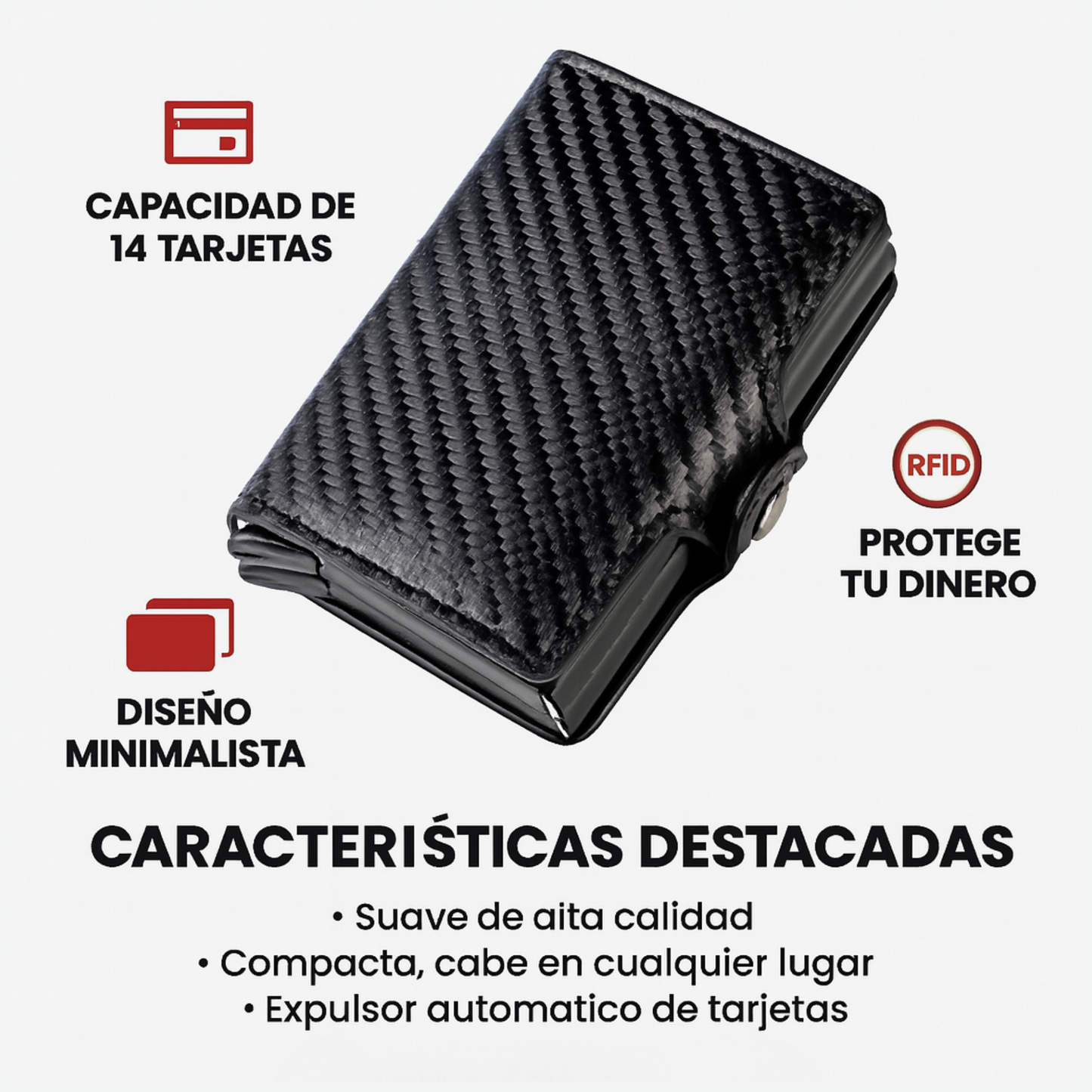 Billetera Doble Ranura con Protección Antirrobo y Clonación RFID
