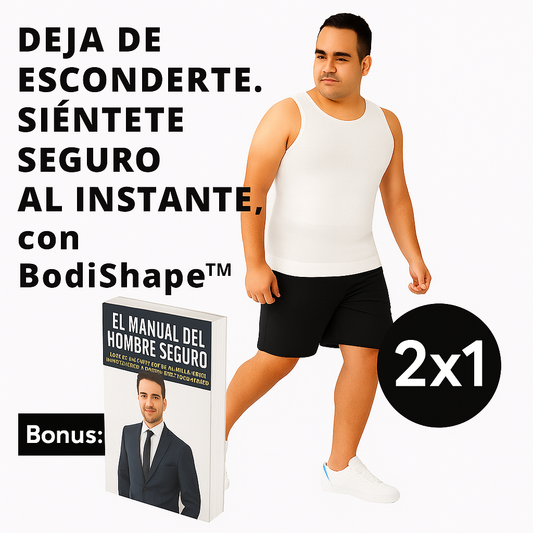 Camiseta de Compresión - BodiShape™ + Ebook "El Manual del Hombre Seguro: Estrategias Prácticas para Recuperar tu Confianza y Proyectar tu Mejor Versión"