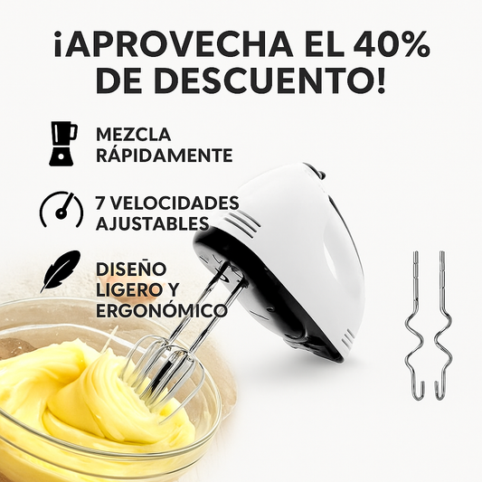 Batidora Eléctrica de 7 Velocidades: ChefEase™ + 📘 BONUS: “15 Recetas Express en 5 Minutos” GRATIS.