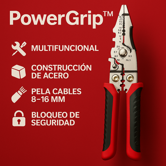 Alicate Multifuncional Pelacables 5 en 1 - PowerGrip™ + Ebook GRATIS: “Guía práctica para instalaciones eléctricas en el hogar”